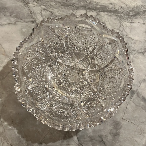 ABP heavy American brilliant cut glass crystal bowl sawtooth edge - Picture 2 of 7